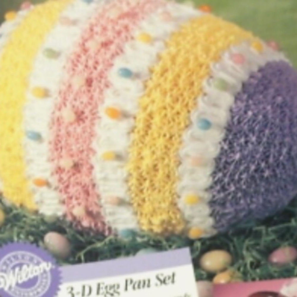 WILTON Easter Egg 3-D Cake Pan and Cookie Cutter 4-pc Set